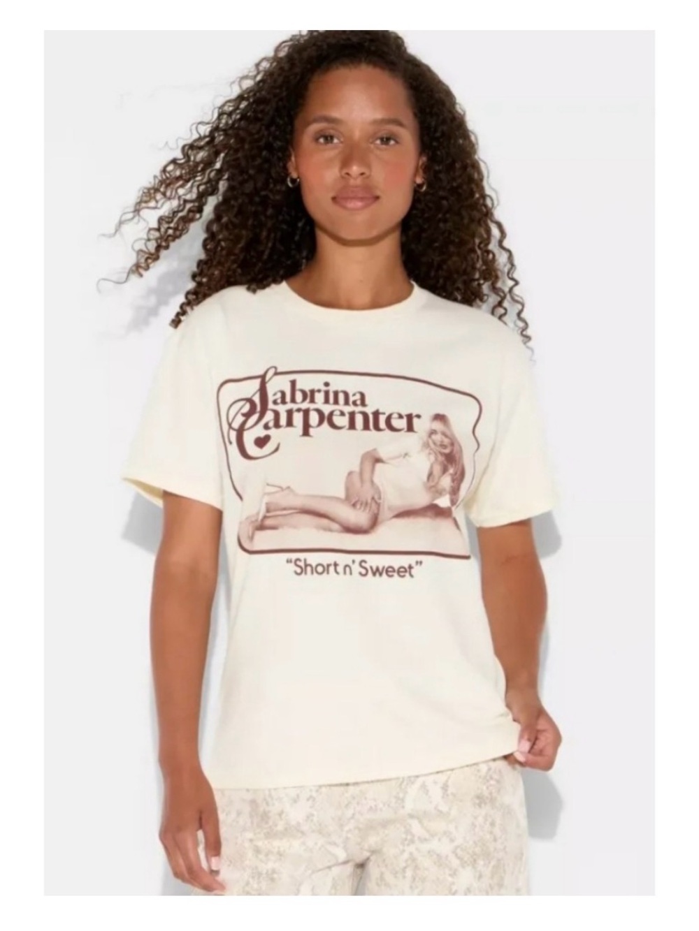 Sabrina Carpenter Cream Short n Sweet Graphic Short-Sleeve Tee
